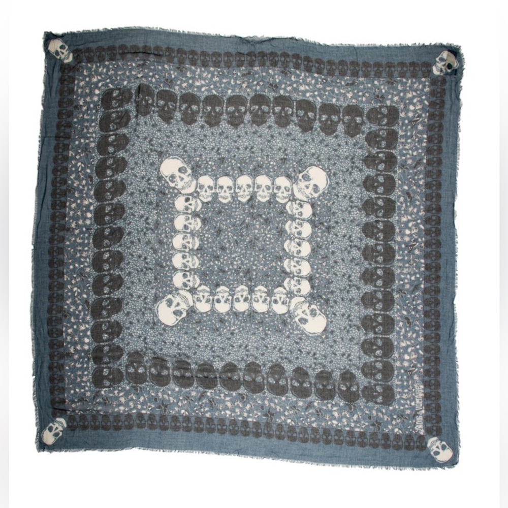 Zadig & Voltaire Blue and Black Scarf-100 Modal